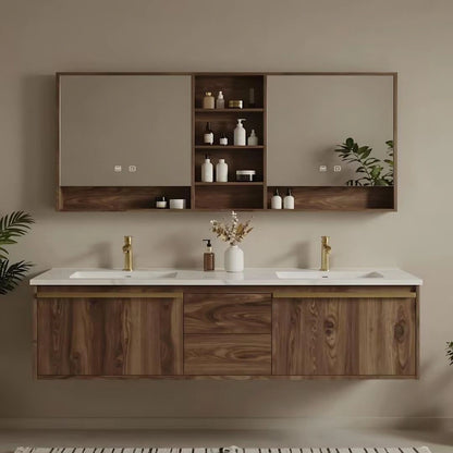 60” - 84” Practical Simple Bathroom Vanity with Open Shelving & Exquisite Handle