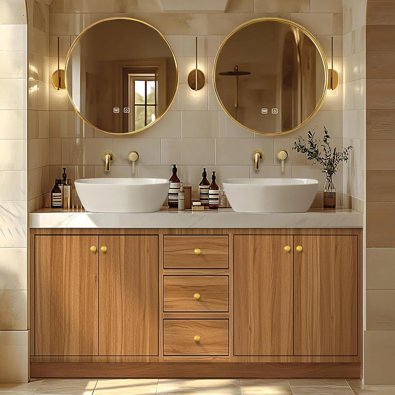 68” - 92” Modern Bathroom Vanity with Double Sinks Includes Solid Wood Cabinet
