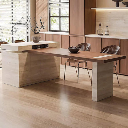 47” - 71”Natural Unique Kitchen Island Includes Spacious Storage (No Chair)