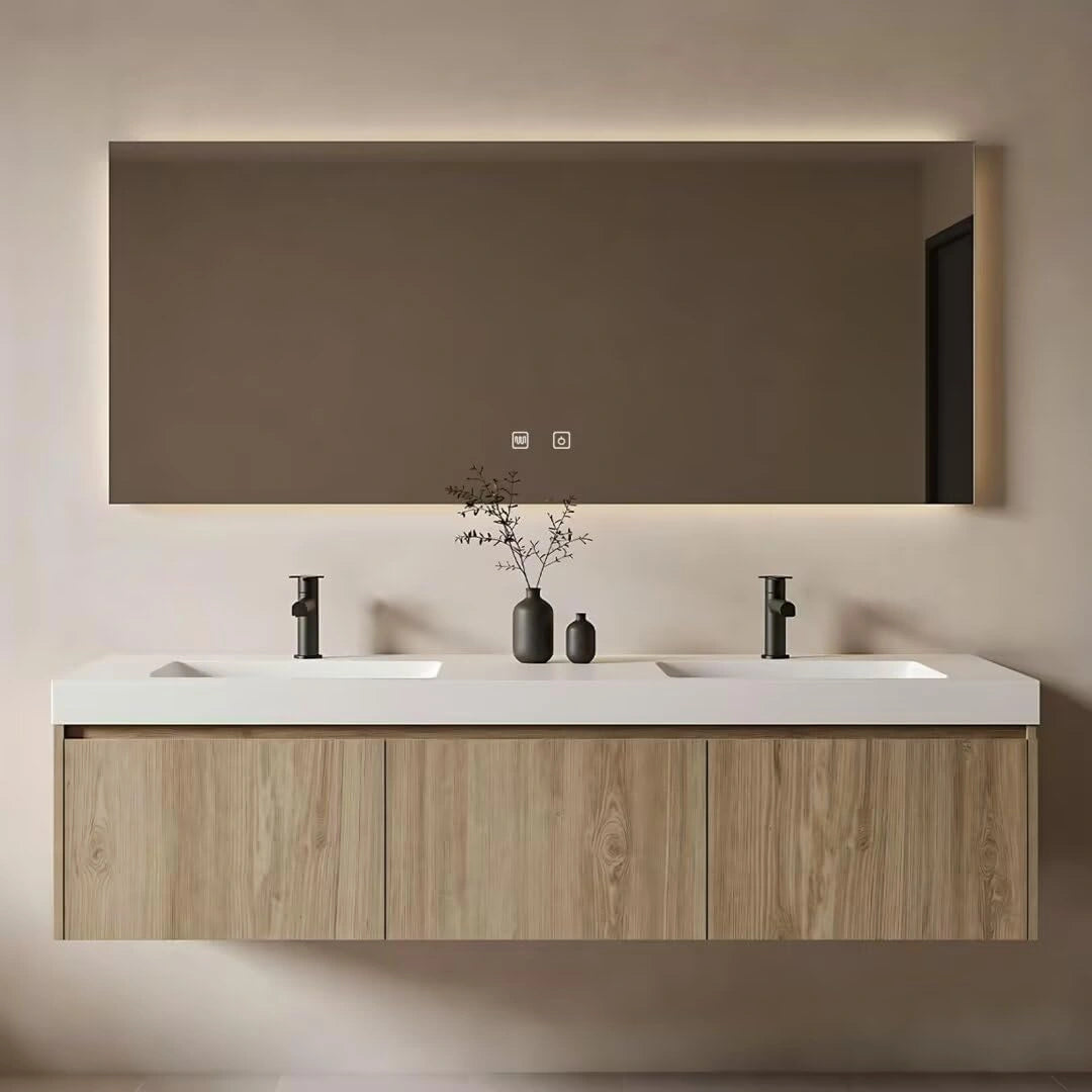 60” - 84” Minimalist Practical Bathroom Vanity with LED Smart Defogging Mirror