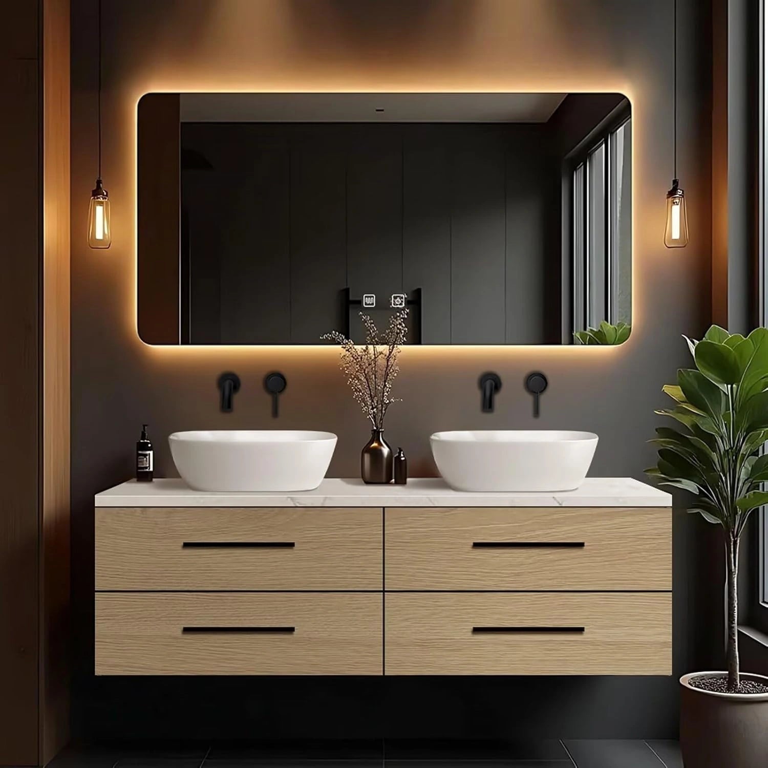60” - 78” Wall-Mount Vanity Includes Modern Floating Design
