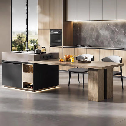 79” - 94” Unique Kitchen Island with Wheels and Storage for 2-4 Person (No Chair)