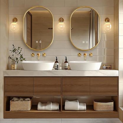 72” - 96” Symmetric Bathroom Vanities with Open Storage Cabinet