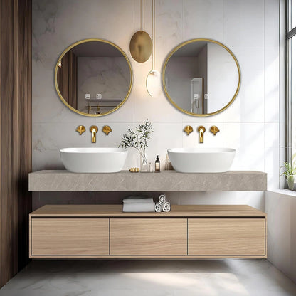 60” - 69” Wall Mounted Bathroom Vanity Includes Floating Storage Cabinet