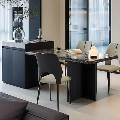 94” - 102” Black Unique Kitchen Island Includes Green Patterned Desktop (No Chair)