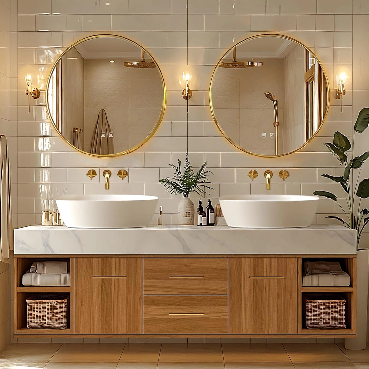 68” - 96” Simple Practical Bathroom Vanities with Exquisite Handle