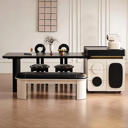 67” - 83” Minimalist Kitchen Island Includes Black and White Design & Ambient Light Strip (No Chair)