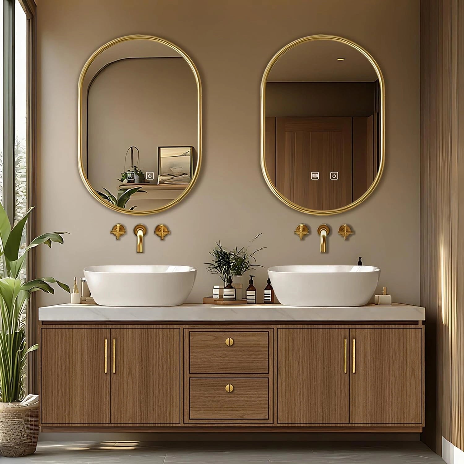 60” – 96” Retro Exquisite Bathroom Vanity Includes Symmetrical Stripe Cabinets