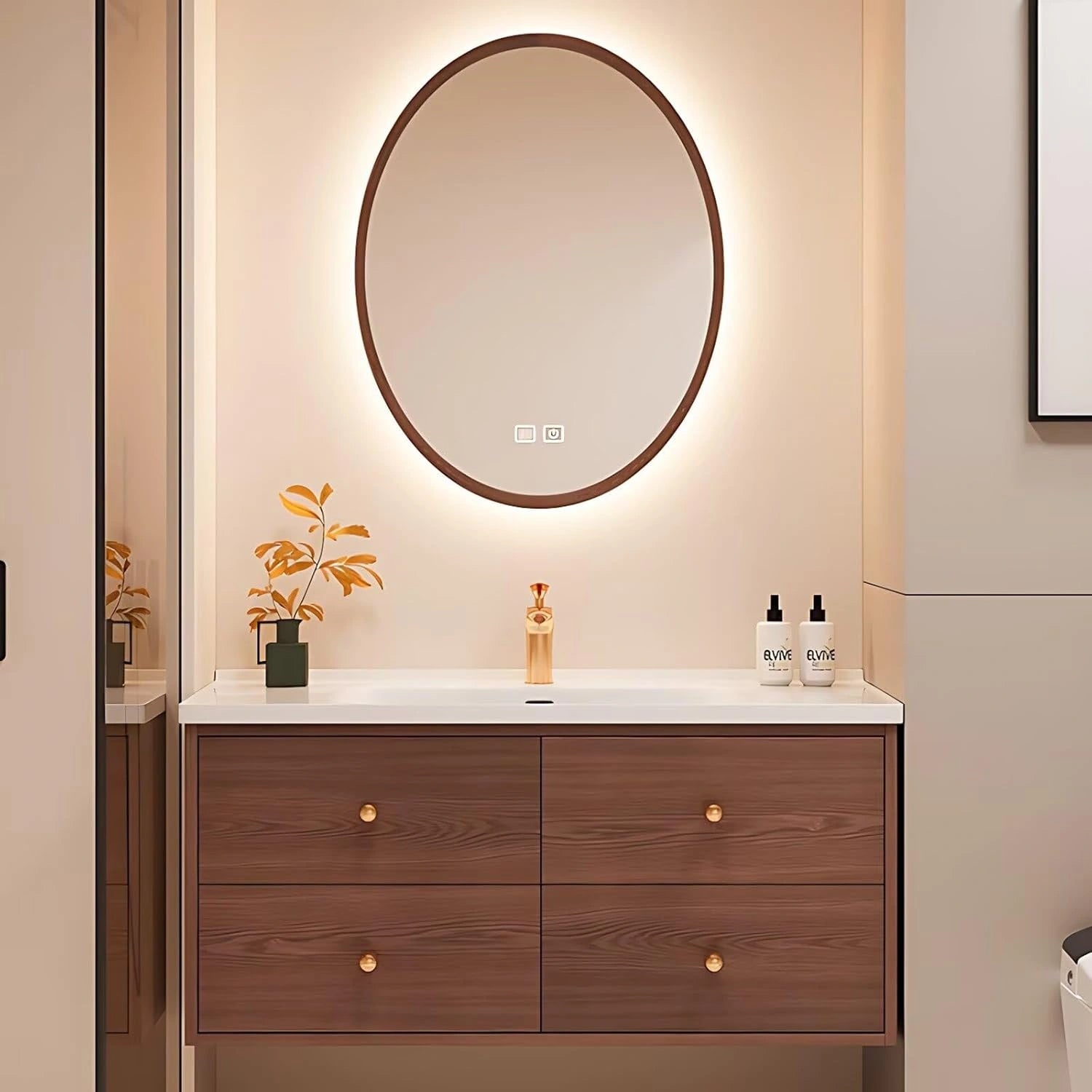 40” - 56” Minimalist Floating Bathroom Vanity Includes Three-Tier Storage Space