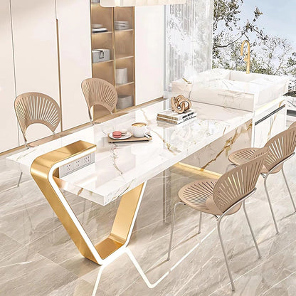 94” - 102” Luxury Exquisite Kitchen Island Includes Irregular Stainless Table Legs (No Chair)