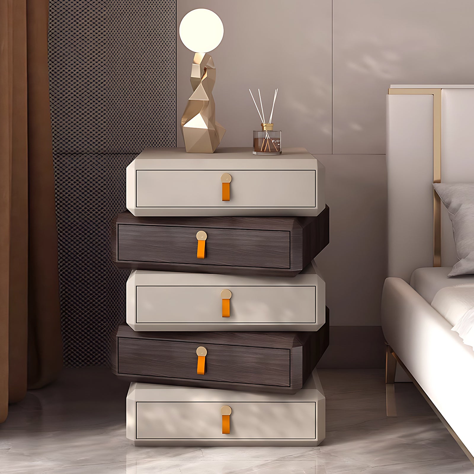 Two-Tone Rotating Nightstand for Bedroom