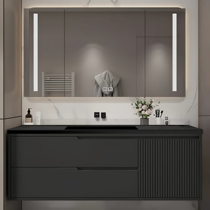 36"- 52" Grey Wall Mounted Bathroom Vanity Set with Defogging Mirror Cabinet and Sink