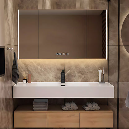40"- 60" Wall Mount Bathroom Vanity Set with Backlit  Round Mirror and Single Sink
