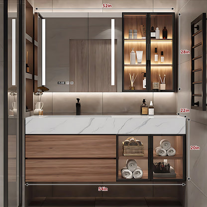 36"- 60" Solid Wood Bath Cabinet Set with LED Mirror and Single Sink