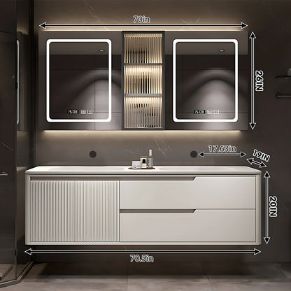 52"- 78" Double Sink Bathroom Cabinets Set with LED Defogging Mirror