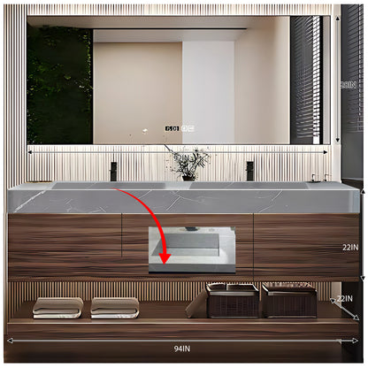 52"- 72" Wall Mounted Bathroom Vanity Set with Smart Mirror & Double Ceramic Sink