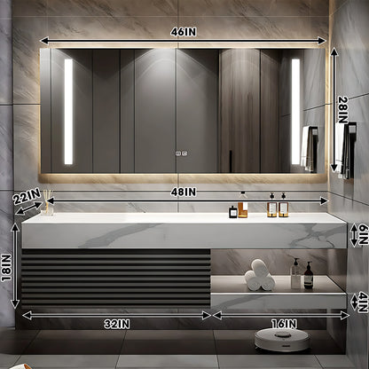 40"- 72" Floating Bathroom Vanity Set with Illuminated Mirror and Sink