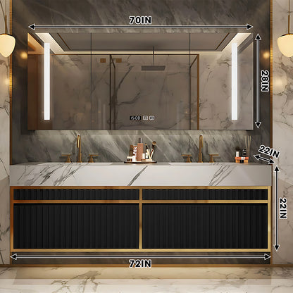 52"- 72" Gold Double Sink Vanity Set for Bathroom