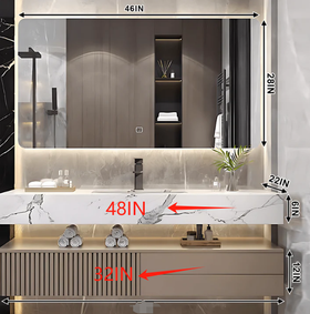 32"- 72" Wall Mount Bathroom Vanity Set with Mirror  and Single Ceramic Basin