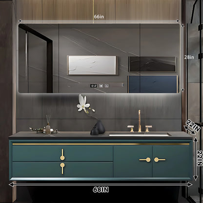 44"- 68" Floating Bathroom Vanity Set with Backlit Mirror & Lighted Cabinet & Basin