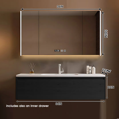 40"- 72" Single Basin Floating Bathroom Vanity Set with Mirror Cabinet