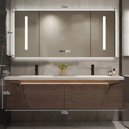 52"- 78" Solid Wood Double Sink Bathroom Vanity Set with Smart Mirror