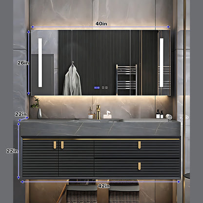 36"- 78" Floating Bathroom Vanity Set with Sink and LED Mirror
