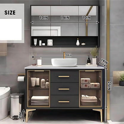 36"- 48" Bathroom Vanity with Glass Cabinet Doors and Multi-Layered Solid Wood Cabinets