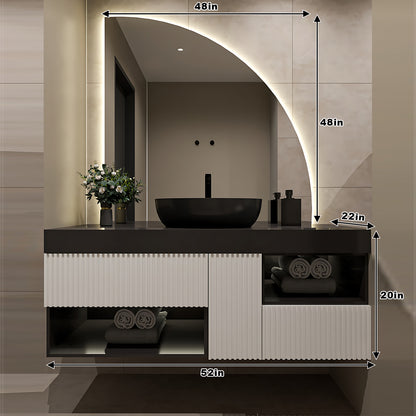 48"- 68" Wall Mounted Bathroom Vanity Set with Single Green Sink And Oval Mirror