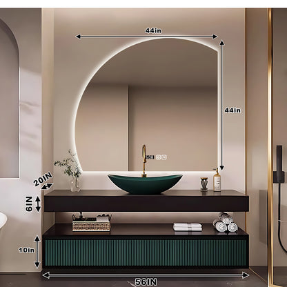 48"- 68" Wall Mounted Bathroom Vanity Set with Single Green Sink And Oval Mirror