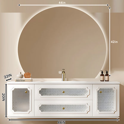 40" - 64"Smart Mirror Cabinet Integrated Countertop Bathroom Cabinet Set