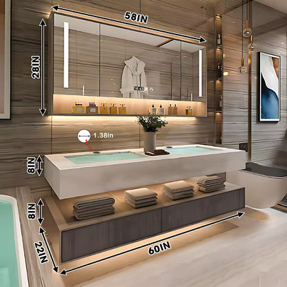 36"- 78" Open Storage Bathroom Vanity Set with LED Mirror Cabinet and Sink