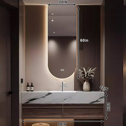 40"-78" Bath vanity with slate countertop smart mirror ceramic basin