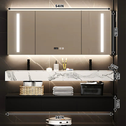 56"- 78" Double Basin Floating Bath Vanity Set with LED Mirror