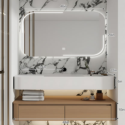 52“ - 64”Solid Wood Simple Style Rock Board Ceramic Basin Bathroom Cabinet Set