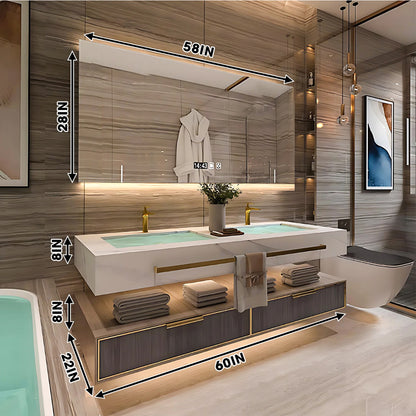 36"- 78" Open Storage Bathroom Vanity Set with LED Mirror Cabinet and Sink