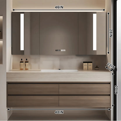40"- 72" Solid Wood Bathroom Vanity Set with Intelligent Mirror and Basin