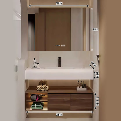 32"- 72" Floating Bathroom Vanity Set with Large Storage Mirror Cabinet & Towel Bar & Single Sink
