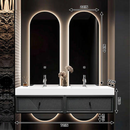 52''-78'' Vanity Set With Led Light Oval Mirror And Double Sink With Faucet