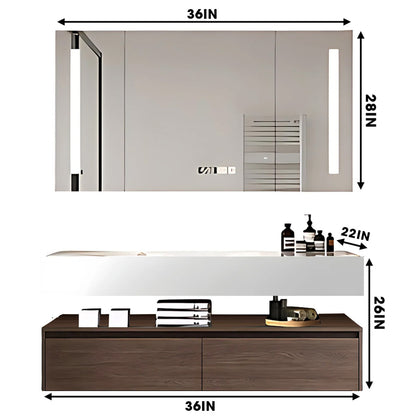 36"- 64" Wall Mounted Open storage Gray Bathroom Vanity with Single Sink &Mirror Cabinet
