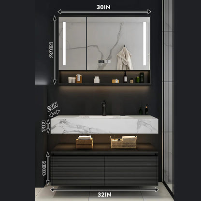 52"- 78"  Floating Vanity Double Sink Open Storage and LED Smart Mirror