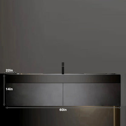 40"- 60" Wall Mounted With Single Sink and Faucet Round Mirror