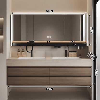 40"- 72" Solid Wood Bathroom Vanity Set with Intelligent Mirror and Basin
