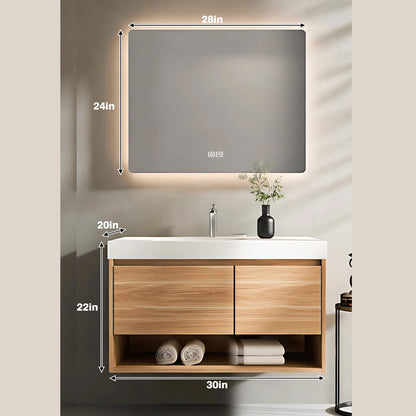 52“ - 64”Solid Wood Simple Style Rock Board Ceramic Basin Bathroom Cabinet Set