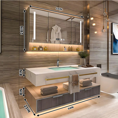 36"- 78" Open Storage Bathroom Vanity Set with LED Mirror Cabinet and Sink