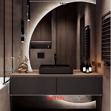 40"- 60" Modern Luxury Bathroom Vanity Set with Vessel Sink and Round Mirror