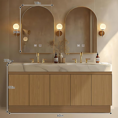 52"-64" Solid Wood Style Double Wall Mounted Bathroom Vanity
