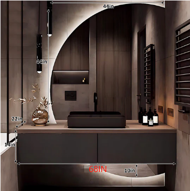 40"- 60" Modern Luxury Bathroom Vanity Set with Vessel Sink and Round Mirror