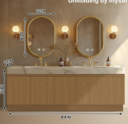 48" - 64" Wall Mounted Solid Wood Bathroom Vanity with Slate Countertop