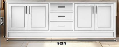 48" - 64" Wall Mounted Solid Wood Bathroom Vanity with Slate Countertop